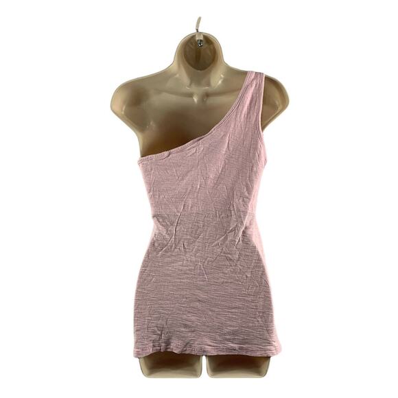Vanity Women's One Shoulder Top Size Medium Sleeveless Stretch Pink Embellished - Picture 2 of 9